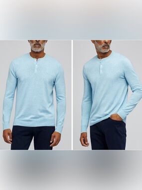 Bonobos Light Blue V-Neck Henley Sweater
